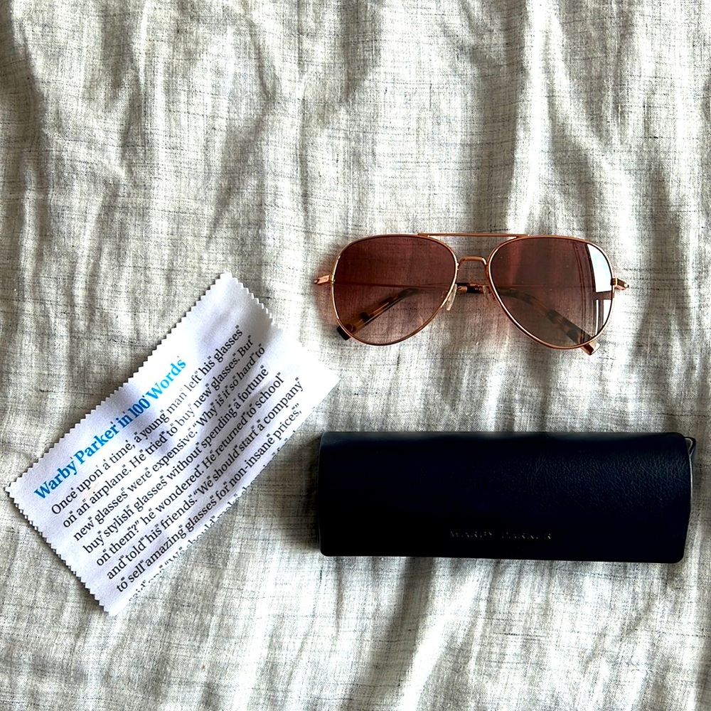 Warby Parker Rose Gold Aviator Sunglasses